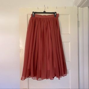 Garnet Red Flowy Skirt